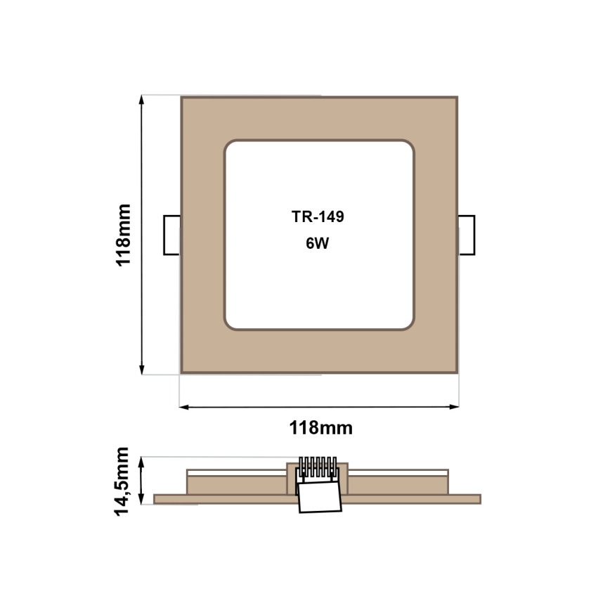 LED Лампа за окачен таван SQUARE LED/6W/230V 4200K 11,8x11,8 см кафяв