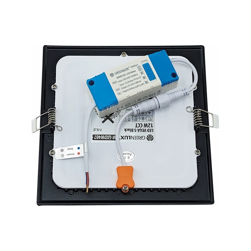 LED Лампа за окачен таван VEGA LED/12W/230V 2900/3900/5800K 17,5x17,5 см черен