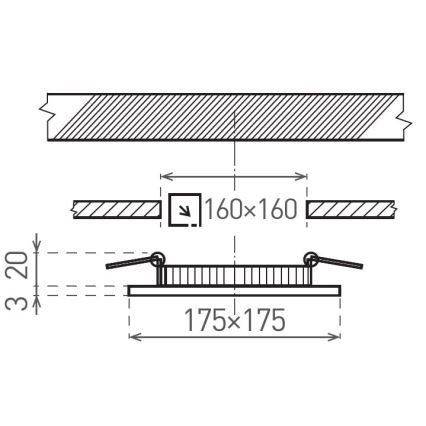 LED Лампа за окачен таван VEGA LED/12W/230V 2900/3900/5800K 17,5x17,5 см черен