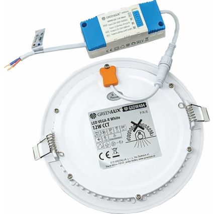 LED Лампа за окачен таван VEGA LED/12W/230V 2900/3900/5800K Ø 17,5 см бял