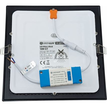 LED Лампа за окачен таван VEGA LED/18W/230V 2900/3900/5800K 22,5x22,5 см черен