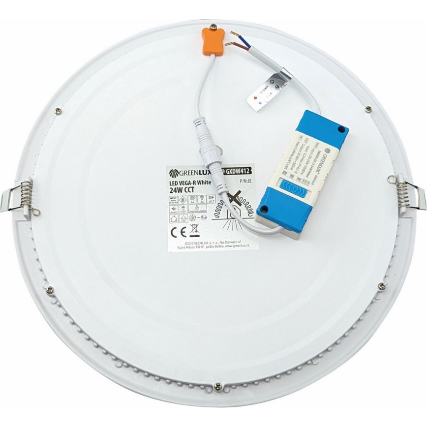 LED Лампа за окачен таван VEGA LED/24W/230V 2900/3900/5800K Ø 30 см бял