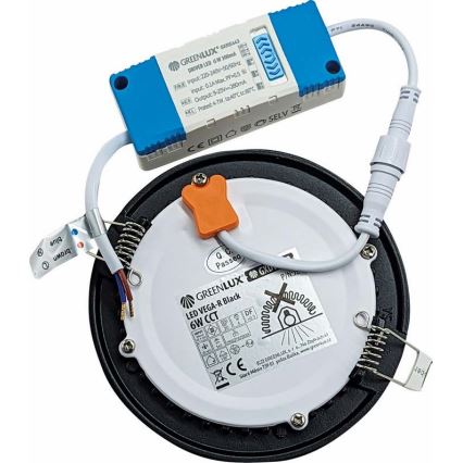 LED Лампа за окачен таван VEGA LED/6W/230V 2900/3900/5800K Ø 12,5 см черен