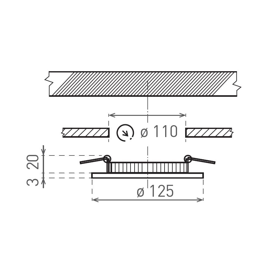 LED Лампа за окачен таван VEGA LED/6W/230V 2900/3900/5800K Ø 12,5 см черен