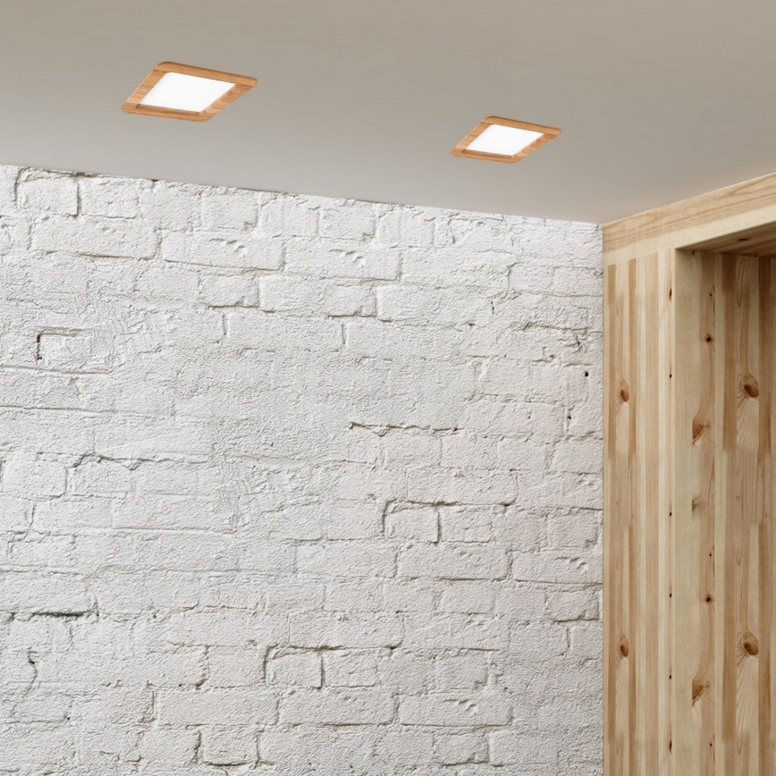 LED Лампа за окачен таван WOODY SPOT LED/17W/230V 3000K дъб 18,5x18,5 см