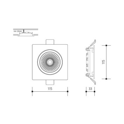 LED Лампа за окачен таван LED/18W/230V 3000K 11,5x11,5 cm бял