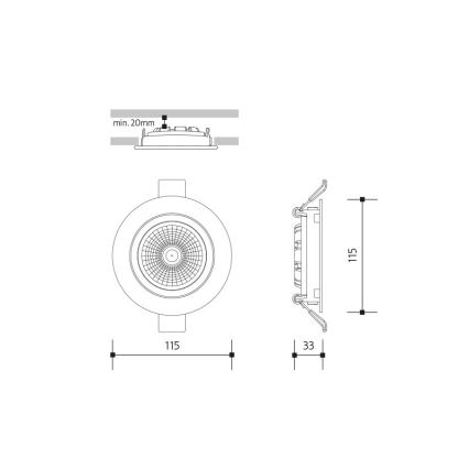 LED Лампа за окачен таван LED/18W/230V 3000K Ø 11,5 cm черен