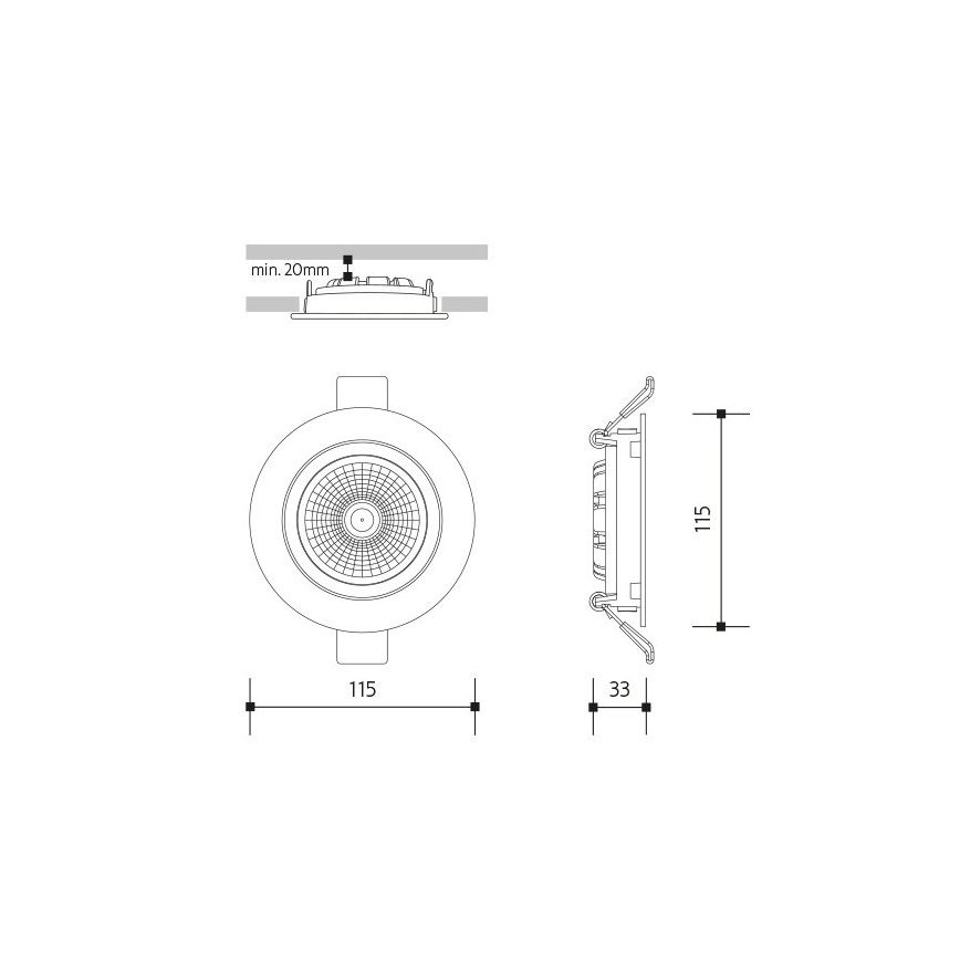 LED Лампа за окачен таван LED/18W/230V 3000K Ø 11,5 cm черен