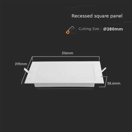 LED Лампа за окачен таван LED/24W/230V 29,5x29,5 см 3000K бял