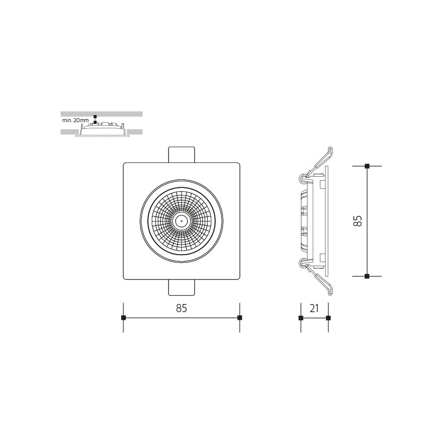 LED Лампа за окачен таван LED/6W/230V 4000K 8,5x8,5 cm бял