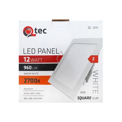 LED Лампа за окачен таван QTEC LED/12W/230V 2700K 16,8x16,8 см