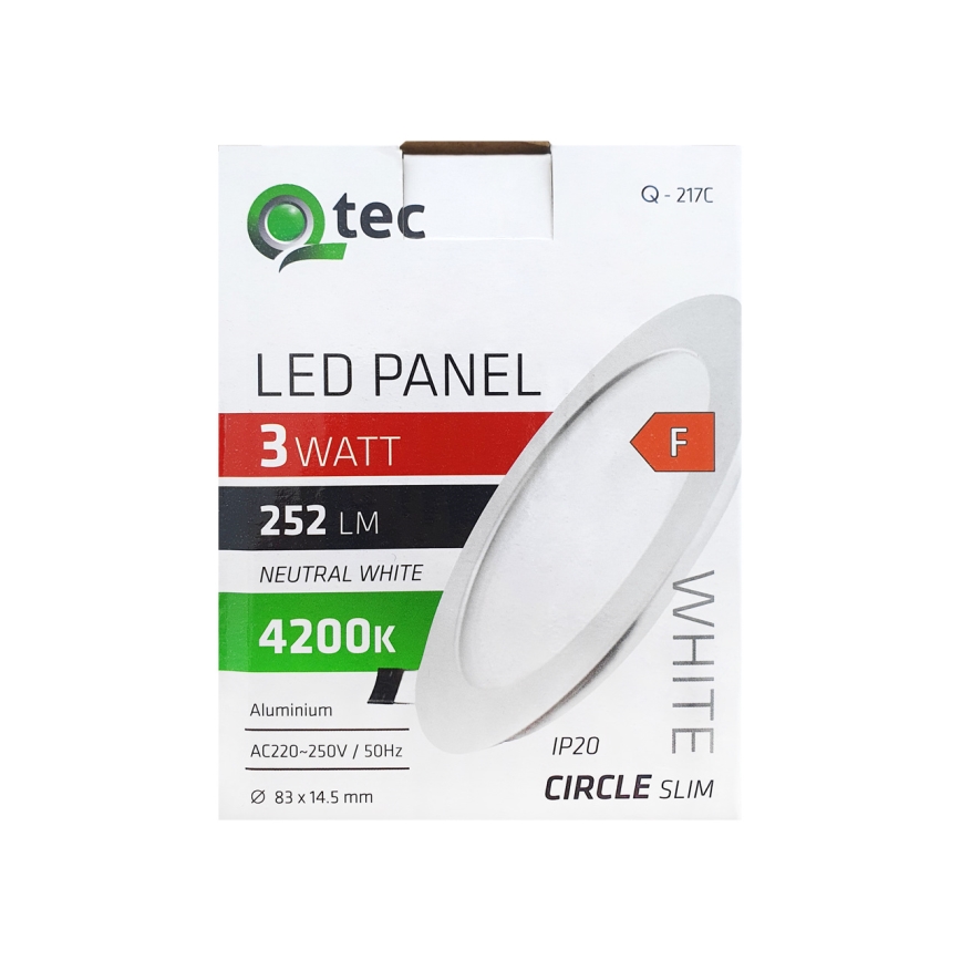 LED Лампа за окачен таван QTEC LED/3W/230V 4200K Ø 8,3 см