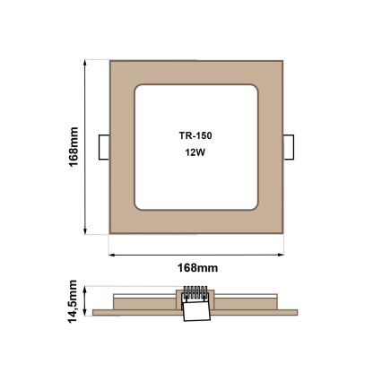 LED Лампа за окачен таван SQUARE LED/12W/230V 4200K 16,8x16,8 см кафяв