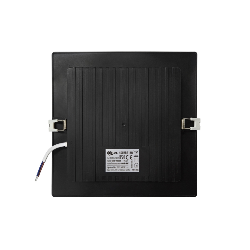 LED Лампа за окачен таван SQUARE LED/18W/230V 4000K 22x22 см черен