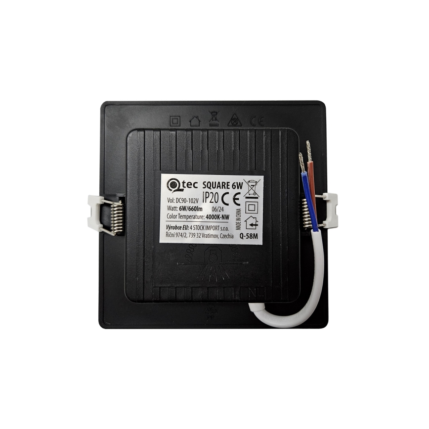 LED Лампа за окачен таван SQUARE LED/6W/230V 4000K 12x12 см черен