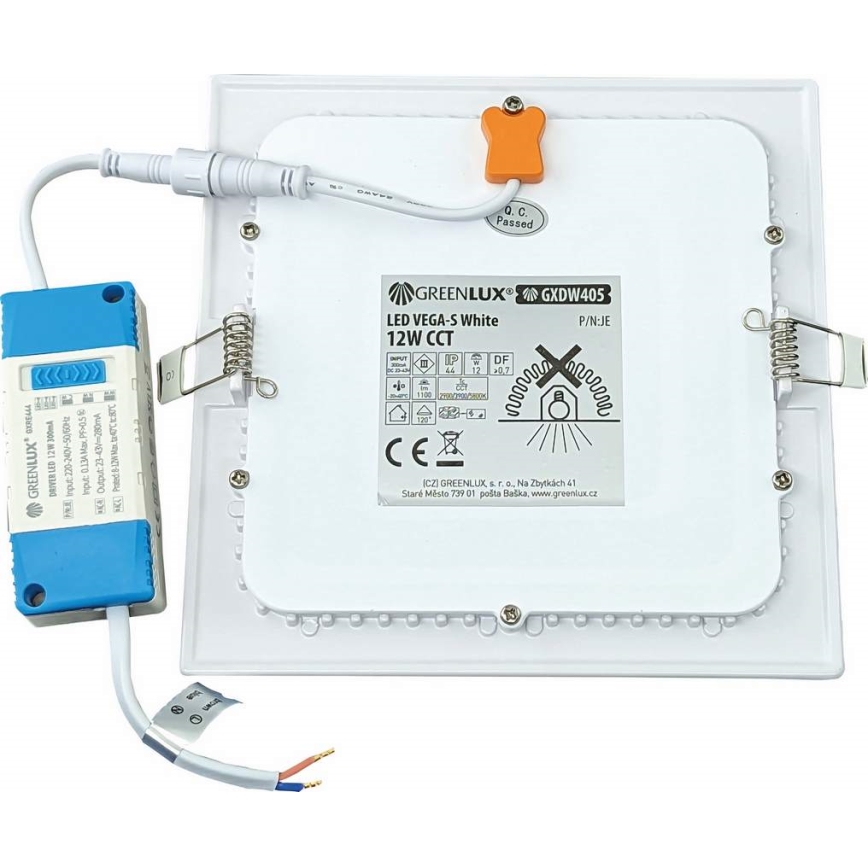 LED Лампа за окачен таван VEGA LED/12W/230V 2900/3900/5800K 17,5x17,5 см бял