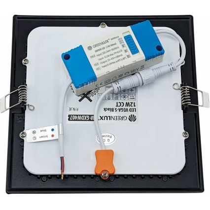 LED Лампа за окачен таван VEGA LED/12W/230V 2900/3900/5800K 17,5x17,5 см черен