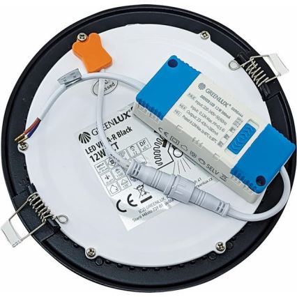 LED Лампа за окачен таван VEGA LED/12W/230V 2900/3900/5800K Ø 17,5 см черен