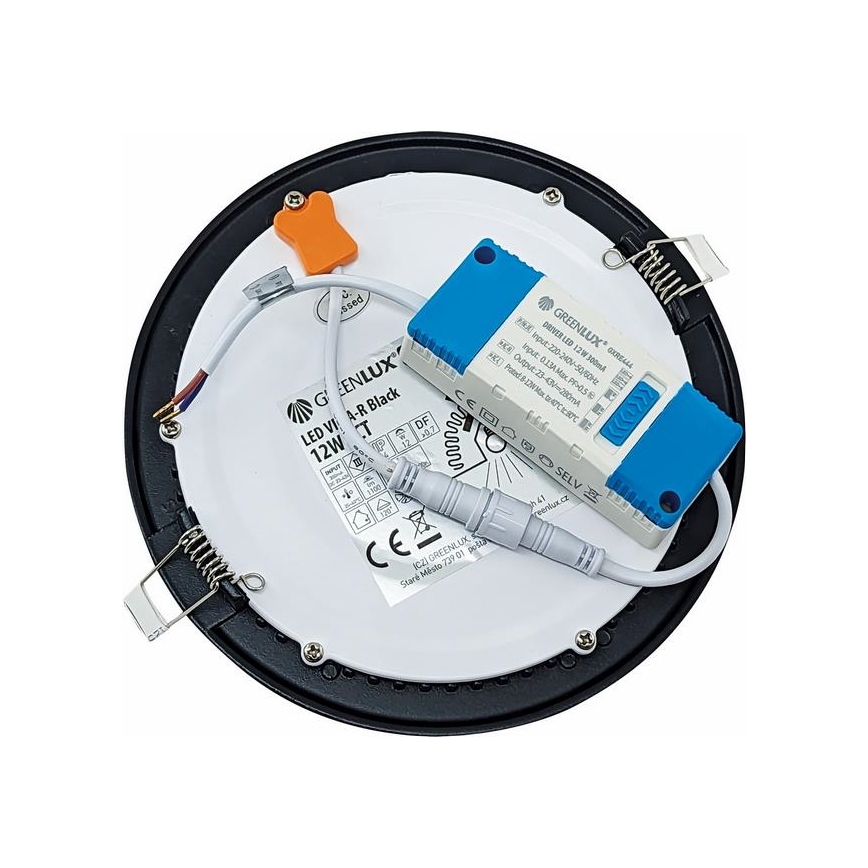 LED Лампа за окачен таван VEGA LED/12W/230V 2900/3900/5800K Ø 17,5 см черен