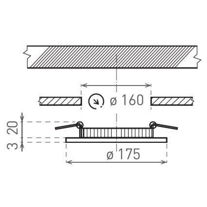 LED Лампа за окачен таван VEGA LED/12W/230V 2900/3900/5800K Ø 17,5 см черен