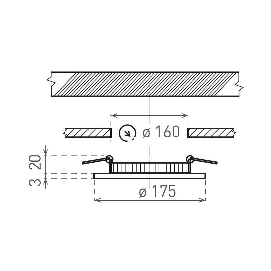 LED Лампа за окачен таван VEGA LED/12W/230V 2900/3900/5800K Ø 17,5 см черен