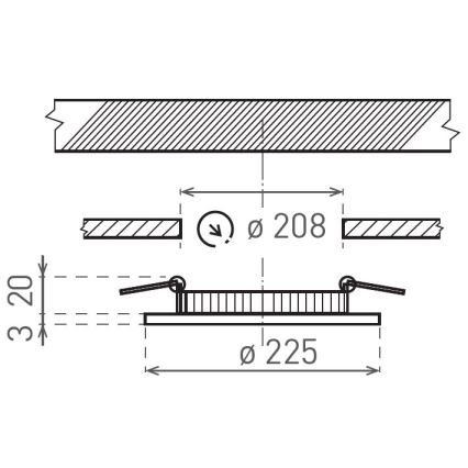 LED Лампа за окачен таван VEGA LED/18W/230V 2900/3900/5800K Ø 22,5 см черен
