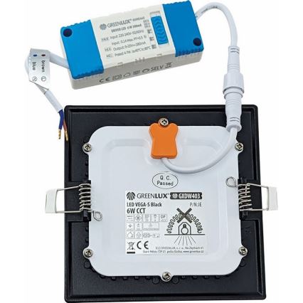 LED Лампа за окачен таван VEGA LED/6W/230V 2900/3900/5800K 12,5x12,5 см черен