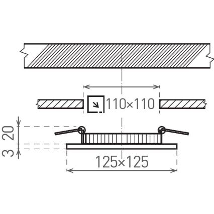 LED Лампа за окачен таван VEGA LED/6W/230V 2900/3900/5800K 12,5x12,5 см черен