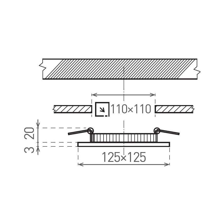LED Лампа за окачен таван VEGA LED/6W/230V 2900/3900/5800K 12,5x12,5 см черен