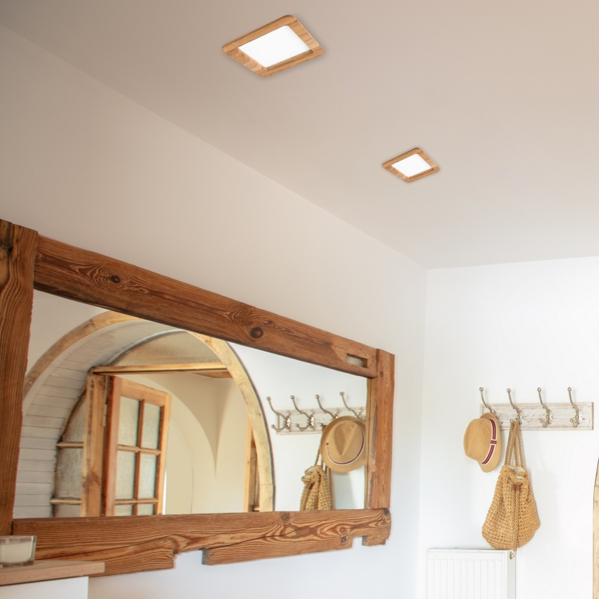 LED Лампа за окачен таван WOODY SPOT LED/17W/230V 3000K дъб 18,5x18,5 см