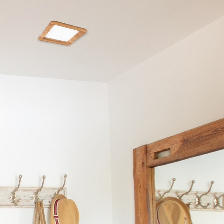 LED Лампа за окачен таван WOODY SPOT LED/17W/230V 3000K дъб 18,5x18,5 см
