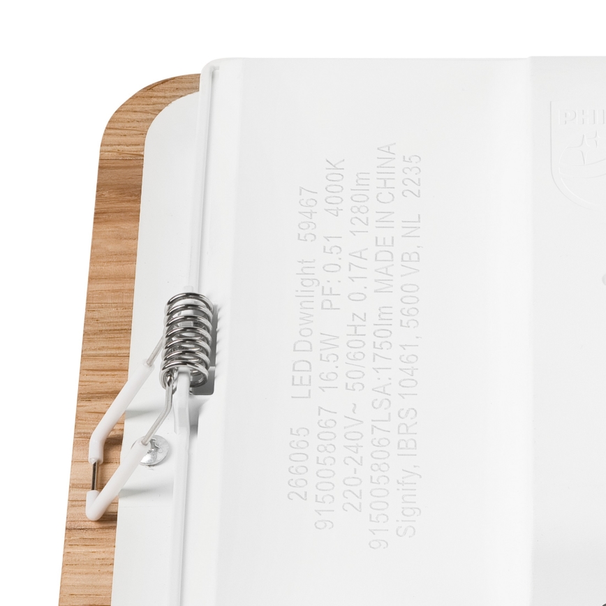 LED Лампа за окачен таван WOODY SPOT LED/17W/230V 3000K дъб 18,5x18,5 см