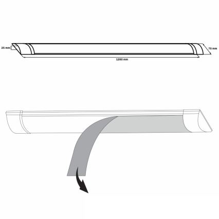 LED Лампа за под кухненски шкаф LED/36W/230V 4000K 120 см бял