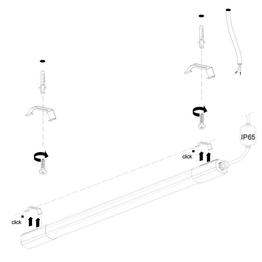 LED Лампа за под кухненски шкаф LED/36W/230V 4000K 120 см черен