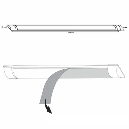 LED Лампа за под кухненски шкаф LED/50W/230V 4000K 150 см бял