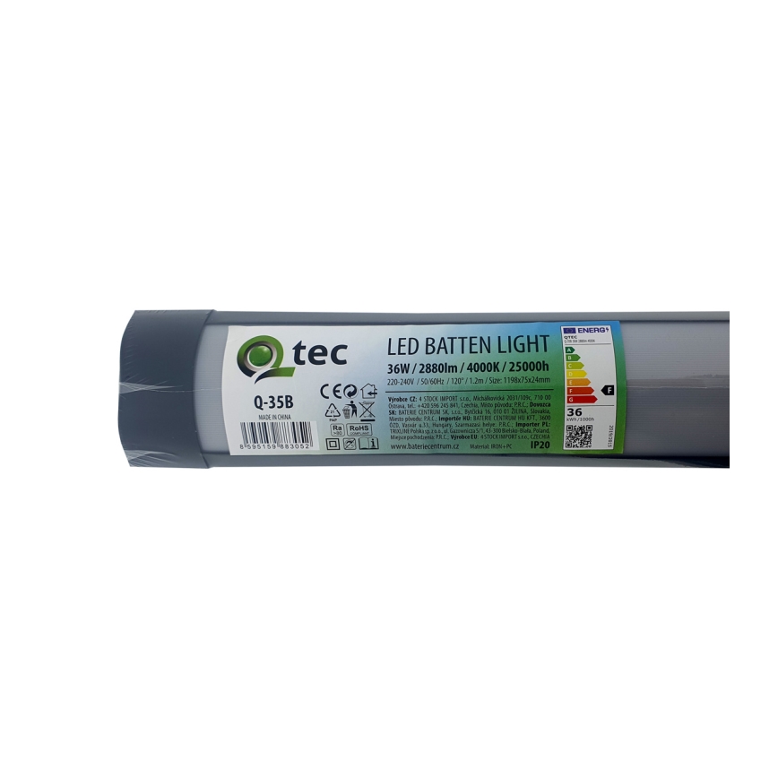 LED Лампа за под кухненски шкаф QTEC LED/36W/230V 120 см черен