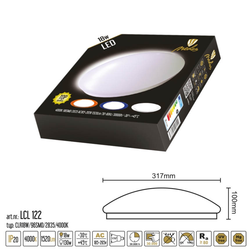 LED Лампа за таван LED/18W/230V
