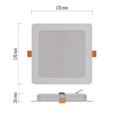 LED Лампа за вграждане LED/18W/230V 17x17 см бяла