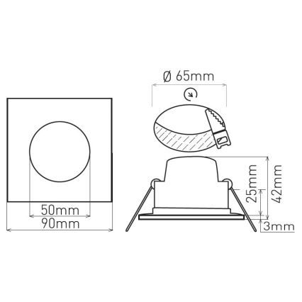 LED Лампа за вграждане в баня BONO LED/5W/230V 4000K IP65 черен