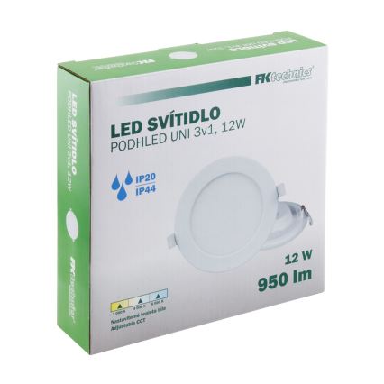 LED Лампа за вграждане в баня LED/12W/230V 3000/4000/6000K IP44