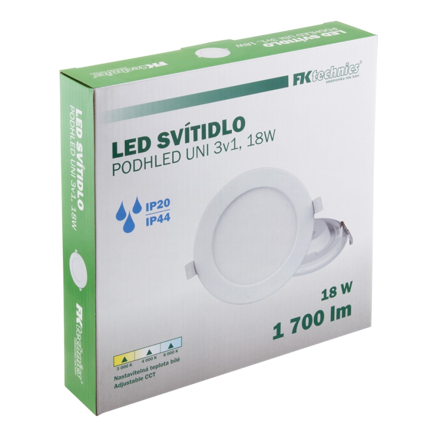 LED Лампа за вграждане в баня LED/18W/230V 3000/4000/6000K IP44