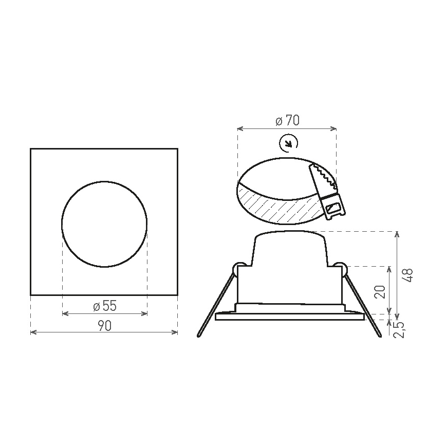LED Лампа за вграждане в баня BONO LED/5W/230V 3000K IP65 черен