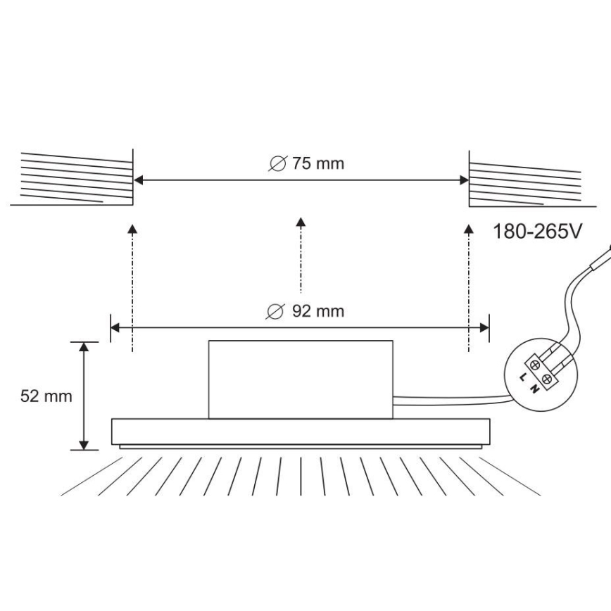 LED Лампа за вграждане в баня LED/7W/230V 4000K черен IP44