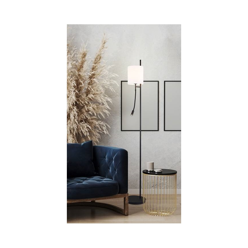 LED Лампион TOKYO 1xE27/40W/230V + LED/3W черен/бял