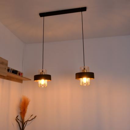 LED LED Пендел VOLTA 2xE27/15W/230V черен/златист