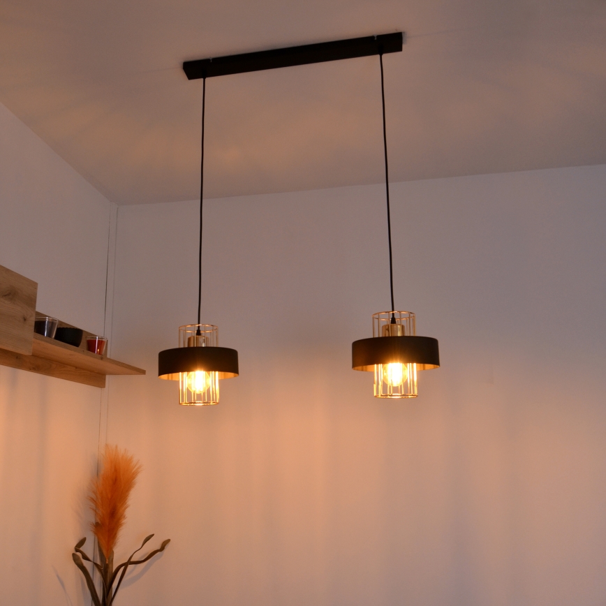 LED LED Пендел VOLTA 2xE27/15W/230V черен/златист