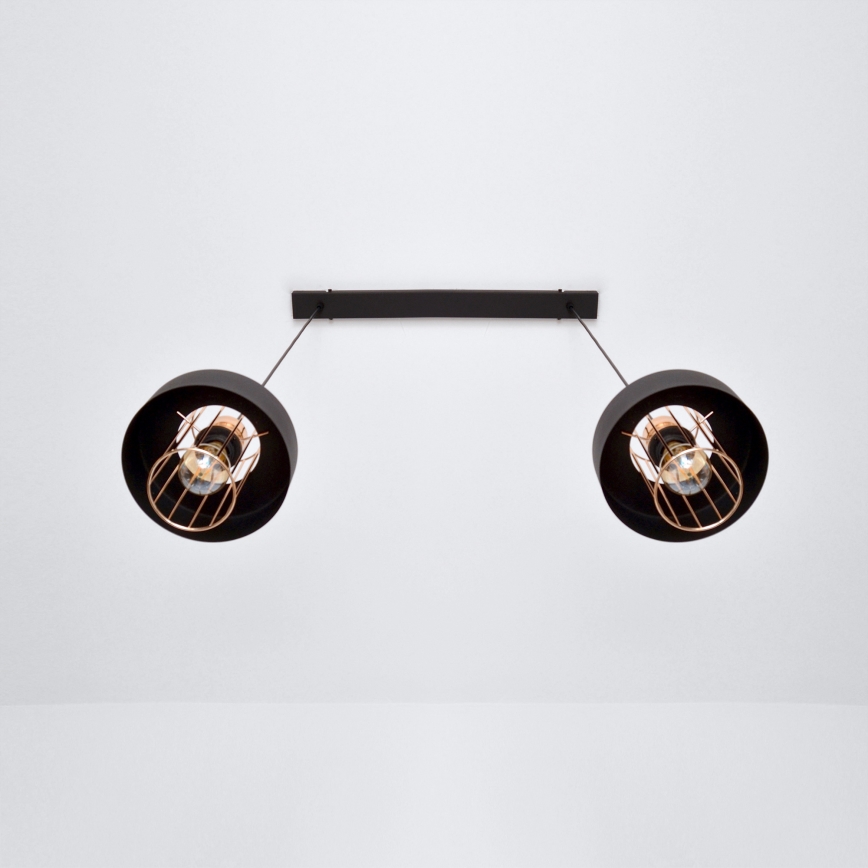 LED LED Пендел VOLTA 2xE27/15W/230V черен/златист