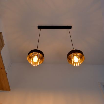 LED LED Пендел VOLTA 2xE27/15W/230V черен/златист