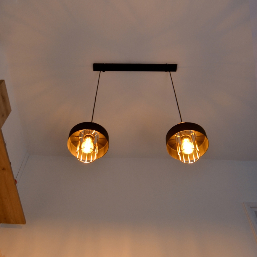 LED LED Пендел VOLTA 2xE27/15W/230V черен/златист