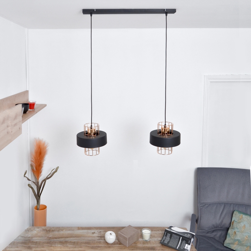 LED LED Пендел VOLTA 2xE27/15W/230V черен/златист